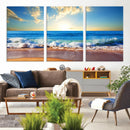 Tropical Beach Sunset Canvas Art, Ocean Waves and Sandy