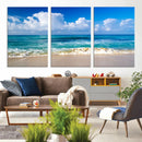 Tropical Beach 3-Panel Canvas Wall Art – Serene Ocean Waves
