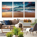 Sunset Ocean Beach Wall Art – Giclee Canvas Print, Coastal