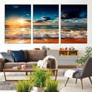 Golden Hour Sunset Over Ocean Waves Wall Art Canvas Print | by MyGreatCanvas | Canvas Wall Art Prints | Photo Prints & Wall Decor