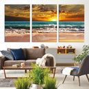 Golden Sunset Beach Canvas Wall Art – Triptych Seascape by MyGreatCanvas | Canvas Wall Art Prints | Photo Prints & Wall Decor
