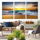 Golden Sunset Ocean Waves Wall Art Canvas Print – Multi