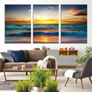 Vibrant Ocean Sunrise Over Golden Beach Waves, Giclee Canvas