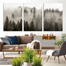 Foggy Mountain Wall Art | 3-Panel Foggy Forest and Mountain