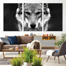 Black and White Wild Wolf Wall Art Canvas Print