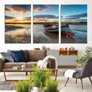 Small Boat At The Beach Sunset Wall Art, Boat Sunset Wall
