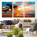 Palm Tree Sunset On The Beach Wall Art Canvas, Framed Palm by MyGreatCanvas | Canvas Wall Art Prints | Photo Prints & Wall Decor