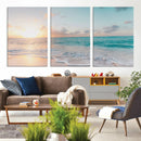 Tranquil Ocean Beach Sunset Canvas Wall Art | 3-Panel by MyGreatCanvas | Canvas Wall Art Prints | Photo Prints & Wall Decor