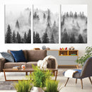 Forest Wall Art Print | Foggy Pine Forest Canvas Wall Art -