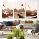 Boho Wall Art Canvas Print Set Mid-Century Prints Bohemian
