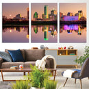 Colorful Dallas City Lights Night Skyline Wall Art Print