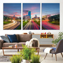 Dallas City Lights Large Wall Art Dallas Cityscape Canvas