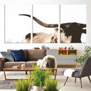 Texas Longhorn Wall Art Canvas Print | 3-Panel Large