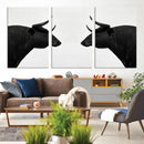 Spanish Bull Art - Framed Black and White Bull Canvas Print