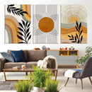 Modern Boho Sun and Leaf Abstract Art – 3-Panel Giclée by MyGreatCanvas | Canvas Wall Art Prints | Photo Prints & Wall Decor