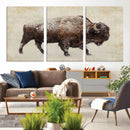 Buffalo Wall Art, Western Bison Canvas Print, Rustic Buffalo