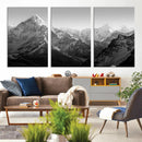 Everest Himalaya Mountain Peaks Black & White Triptych