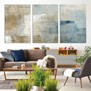 Abstract Blue and Beige Wall Art, Modern Minimalist Canvas