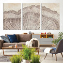 Tree Ring Wall Art Triptych, Rustic Wood Ring Canvas Print,