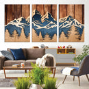 Rustic Wood Style Mountain Wall Art, Nature Forest Canvas