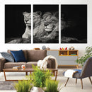 Lion Couple Wall Art Canvas Print – Elegant Black and White