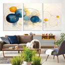 Geometric Blue Orange Abstract Wall Art Canvas, Geometric