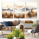 Abstract Mountain Wall Art | Misty Mountain Forest and