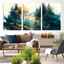 Watercolor Trees Forest Abstract Wall Art Canvas Print,