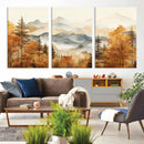 Golden Autumn Forest Wall Art Canvas | Mountain Landscape
