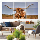 Texas Longhorn Wall Art Print, Framed Longhorn Cow Wall Art
