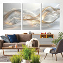 Abstract art Grey and Gold Lines Wall Art