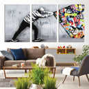 Banksy Art Behind the Curtain Street Wall Art Canvas Print |