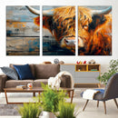 Highland Cow Abstract Canvas Wall Art – Bold Farmhouse