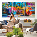Fitness Gym Barbell Graffiti Wall Art Canvas Print