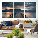 Mountain Lake Wood Pier Canvas Wall Art Nature Lake Print