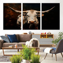 Texas Longhorn Wall Art | 3-Panel Large Texas Longhorn
