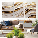 Gold and White Abstract Wave Canvas – Elegant Flowing Design