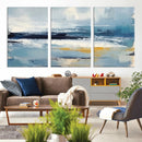 Abstract Ocean Canvas Wall Art - Coastal Blue and Gold