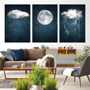 3 Piece Indigo Cloud Wall Art, Thunderstorm Moon Cloud by MyGreatCanvas | Canvas Wall Art Prints | Photo Prints & Wall Decor