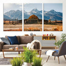 Vintage Old Barn Field Wall Art Canvas Print for Farmhouse