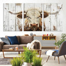 Rustic Longhorn Bull Wall Art Canvas Set – Western-Inspired by MyGreatCanvas | Canvas Wall Art Prints | Photo Prints & Wall Decor