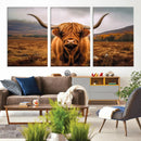 Highland Cow Longhorn Wall Art – Rustic Canvas Print, Framed