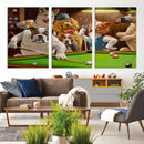 Dogs Playing Pool Canvas Wall Art Funny Gifts Dog Print