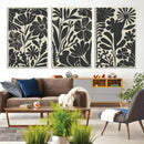 Modern Botanical Wall Art - Floral Black and White Canvas