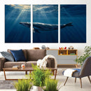 Whale under Ocean Wall Art Canvas Print