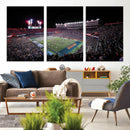 Ben Hill Griffin Stadium Night Game Triple Canvas Wall Art -