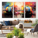 Weightlifting Barbell Art Triptych, Bold Abstract Fitness