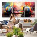 Weightlifting Barbell Art Triptych, Bold Abstract Fitness