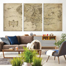 Vintage Middle Earth Map Wall Art Canvas – Lord of the Rings