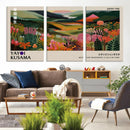 Yayoi Kusama Abstract Print, Vibrant Floral Mountain Art